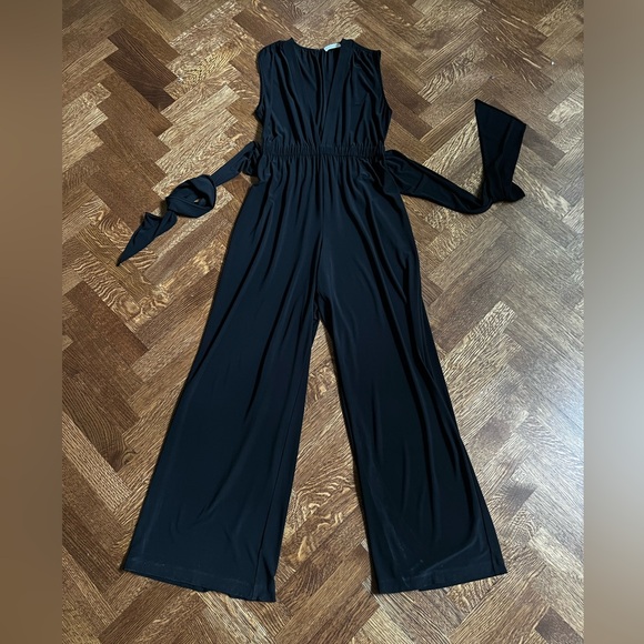 RAMY BROOK NEW YORK Romper Jumpsuit Black Wide Leg V‎...